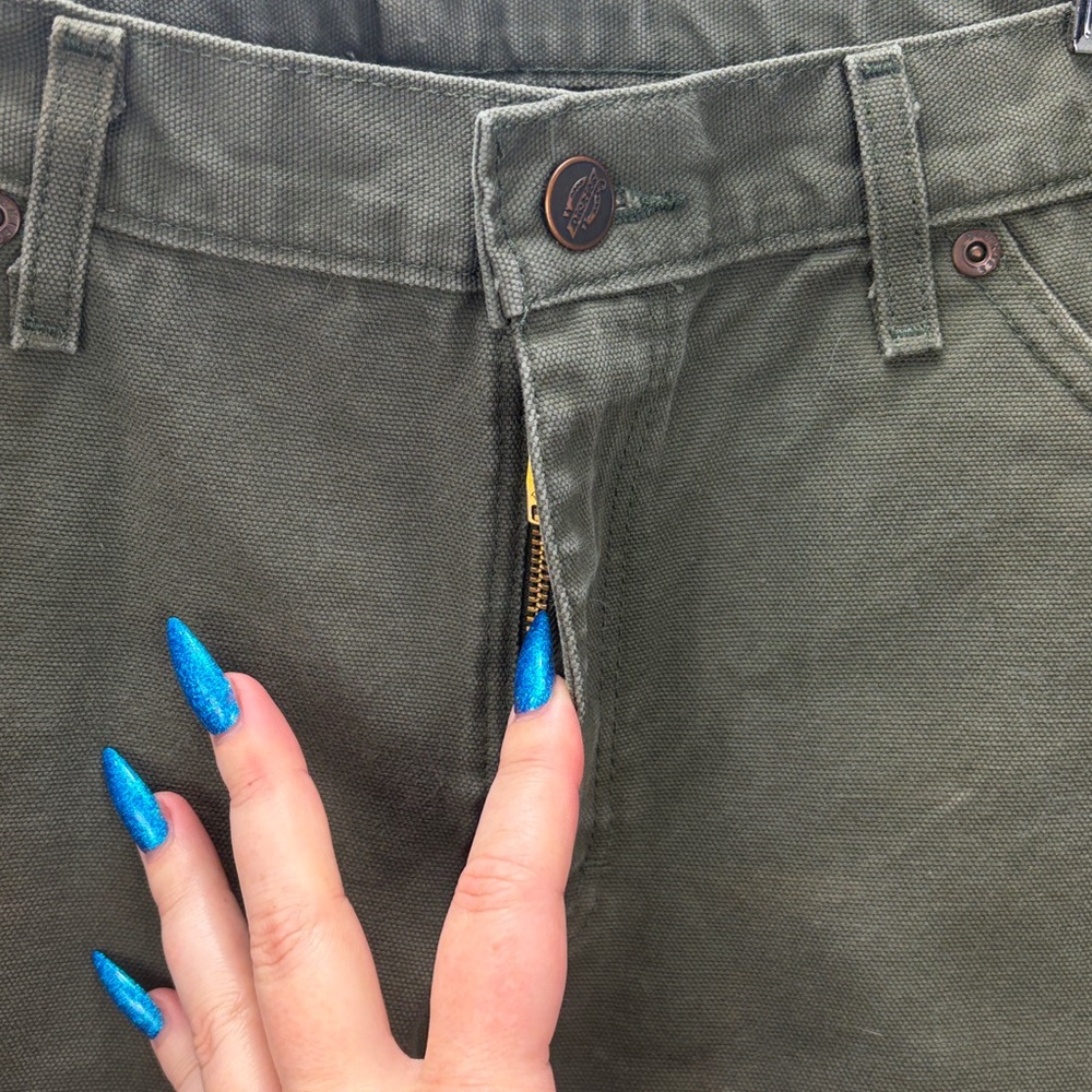 Dickies 2000s Y2K Olive Green Carpenter Heavy Weight Canvas Pants | 32x32 - Picture 6 of 13